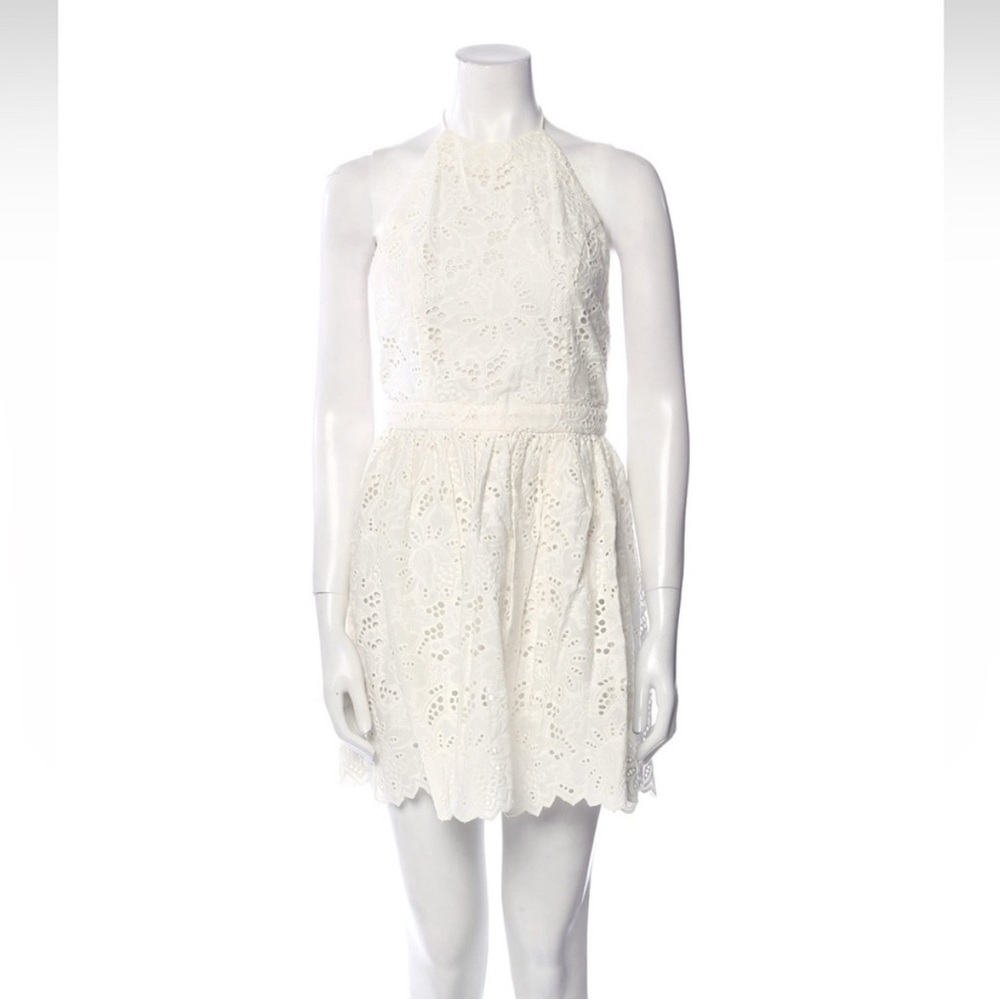 Elegant White Lace Halter Dress